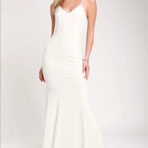 Lulus “Taliana White Lace Button Back Maxi Dress”